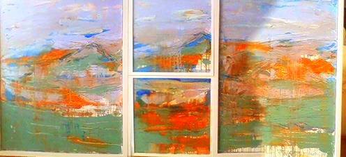 new huge 100cm x 210cm made up of 4 separately framed canvases oil and graphite