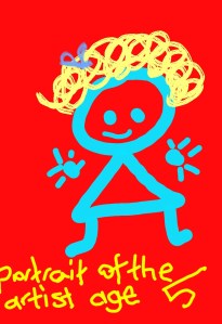 a self portrait of me age 5, made on a droid doodle package on my tablet